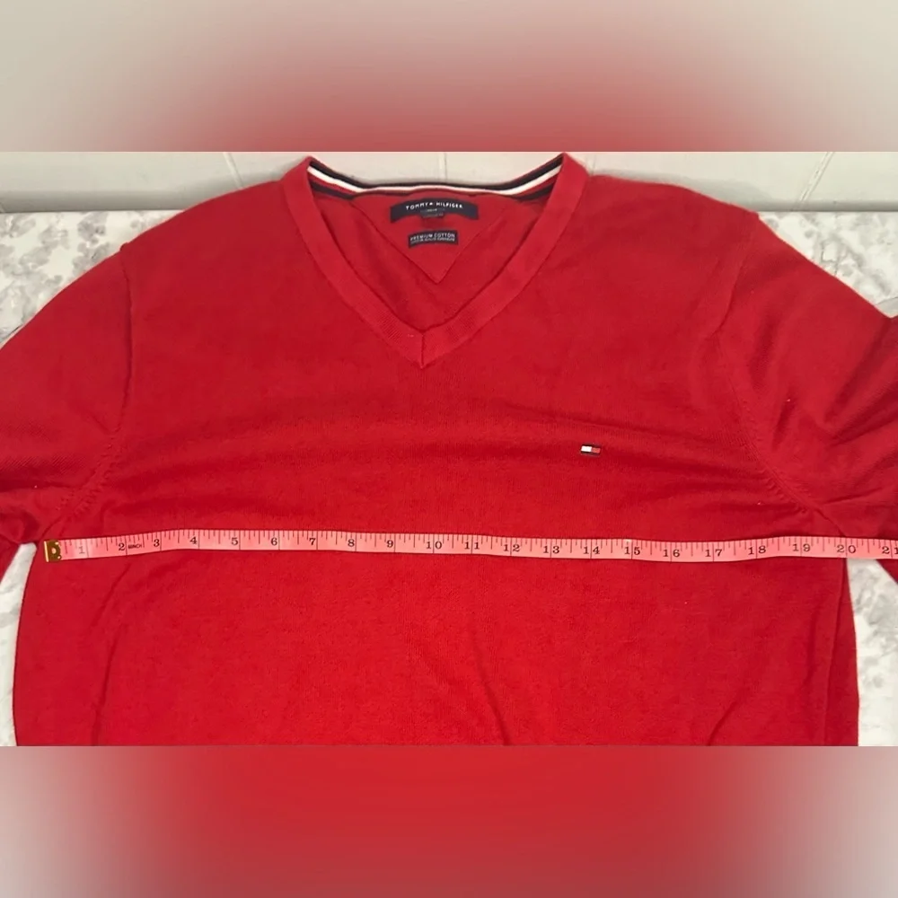 Classic red V-Neck preppy old money quiet luxury Sweater size L - Picture 4 of 9